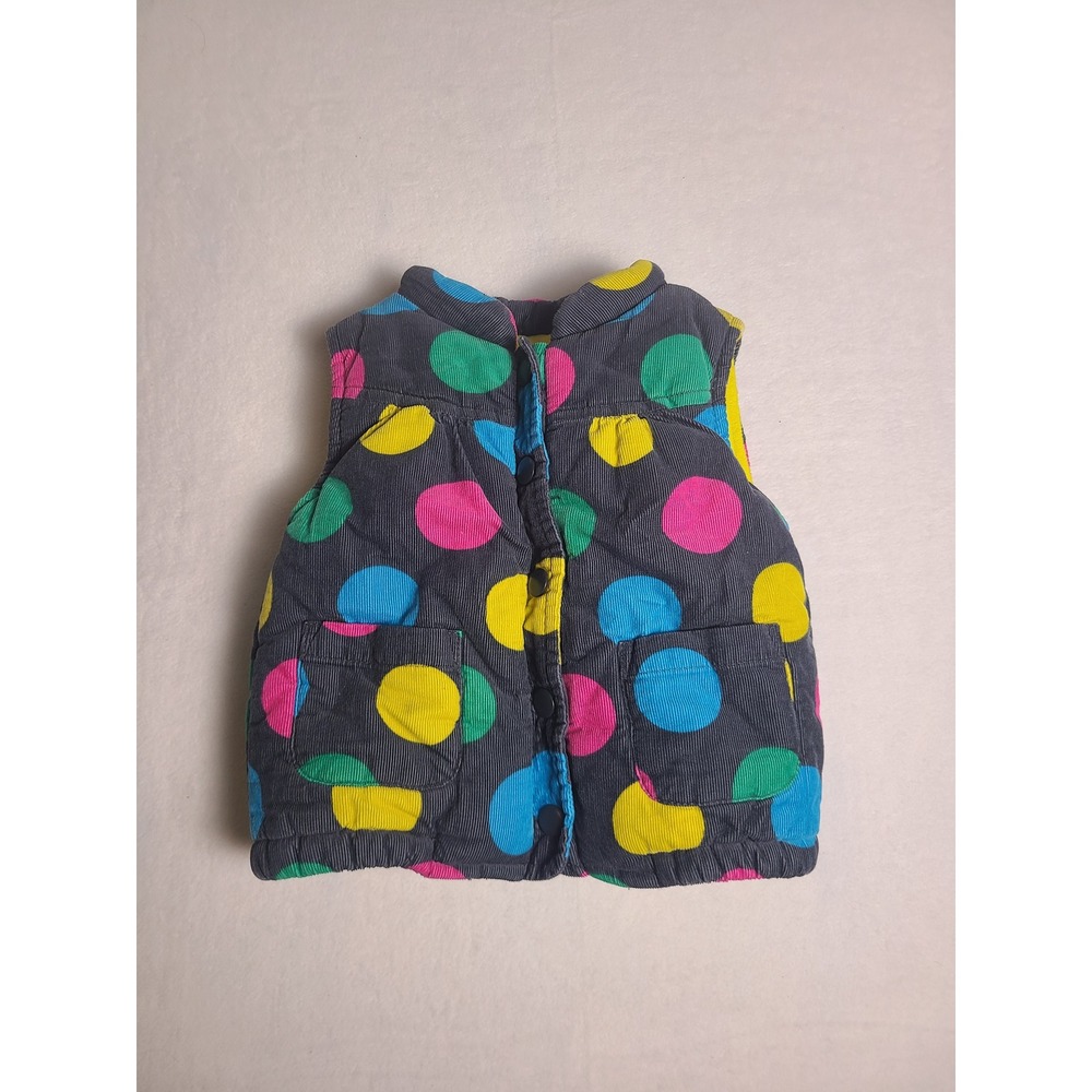Carter's Corduroy Puffer Vest Baby 12M Gray‎ Multi Polka Dot Fleece Lined Snap